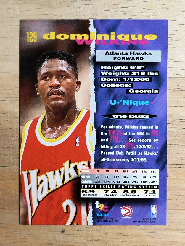 1993-94 Stadium Club #129 Dominique Wilkins