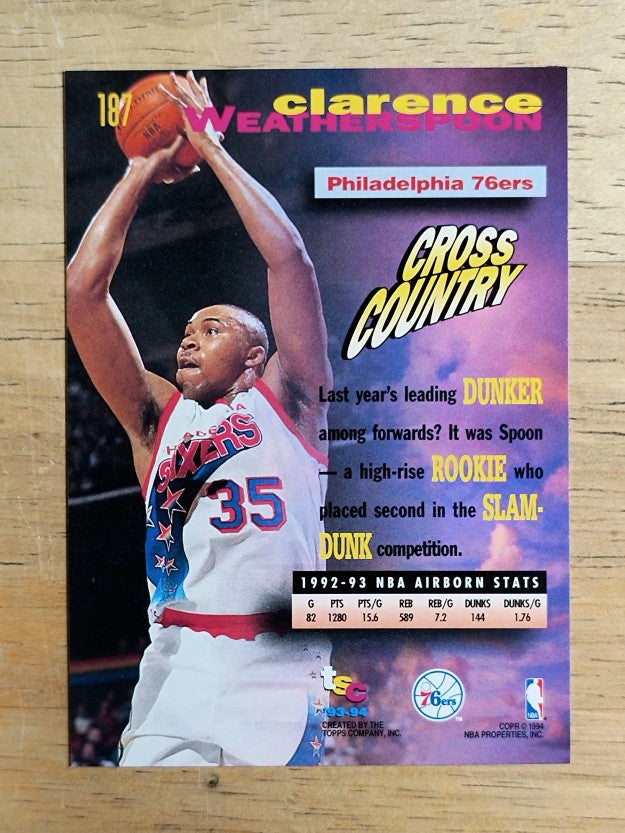 1993-94 Stadium Club #187 Clarence Weatherspoon FF