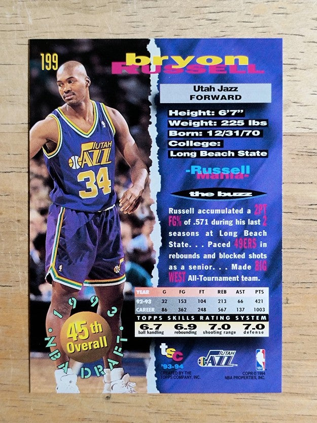 1993-94 Stadium Club #199 Bryon Russell RC