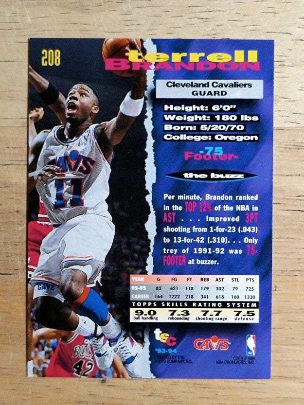 1993-94 Stadium Club #208 Terrell Brandon