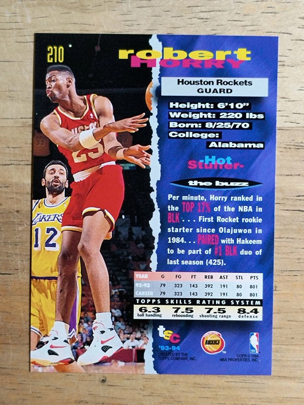 1993-94 Stadium Club #210 Robert Horry