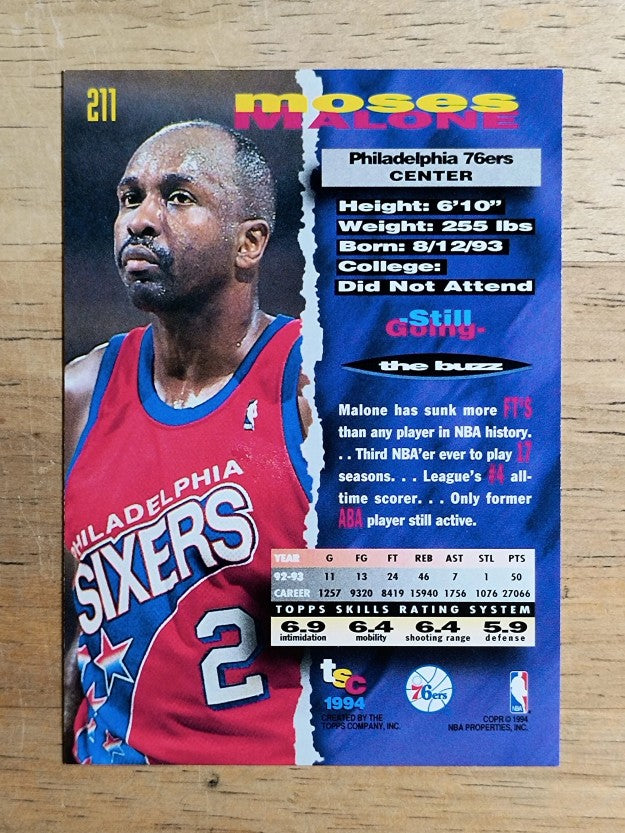 1993-94 Stadium Club #211 Moses Malone
