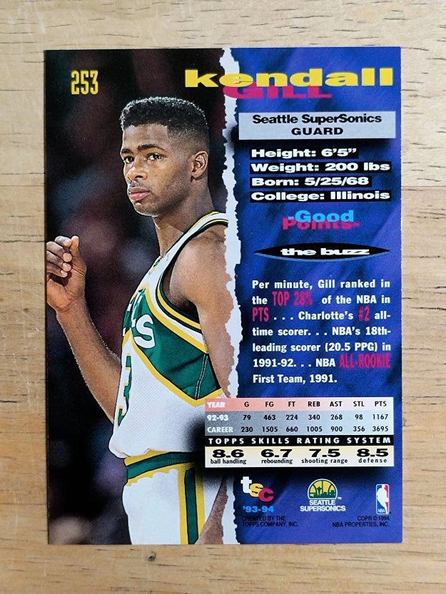 1993-94 Stadium Club #253 Kendall Gill