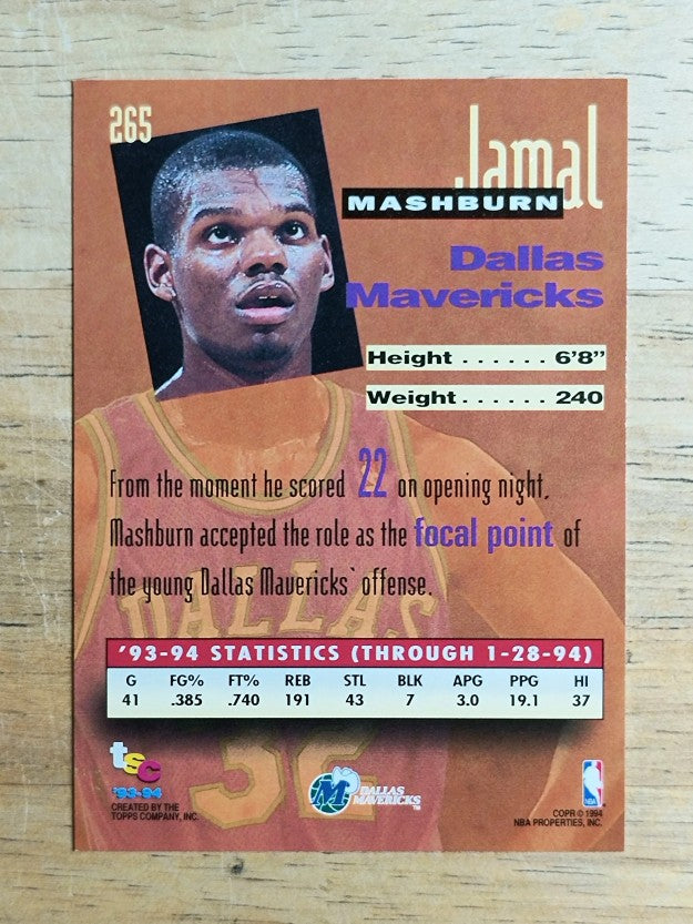 1993-94 Stadium Club #265 Jamal Mashburn NW