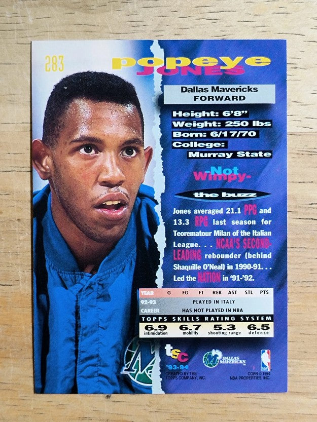 1993-94 Stadium Club #283 Popeye Jones RC