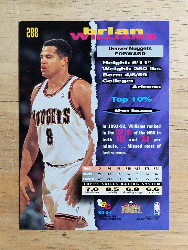 1993-94 Stadium Club #288 Brian Williams