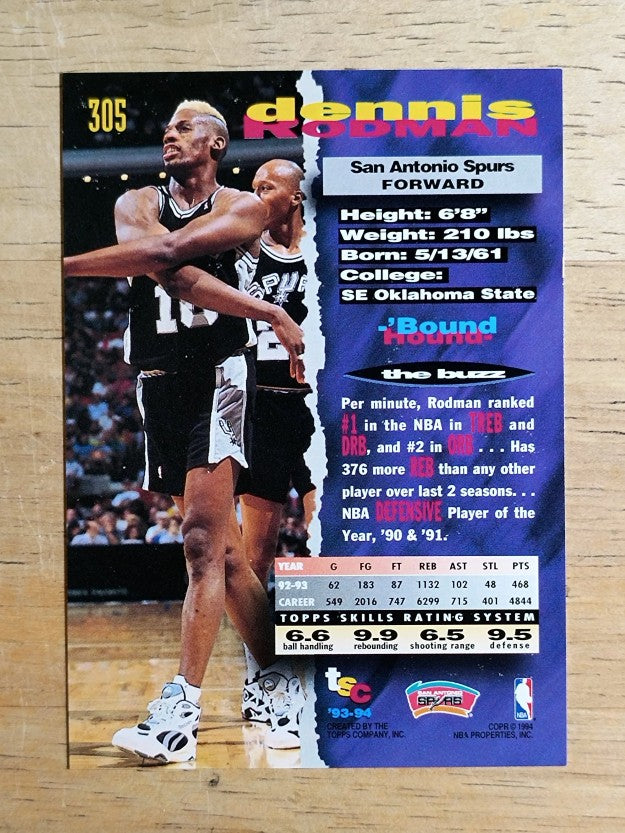1993-94 Stadium Club #305 Dennis Rodman