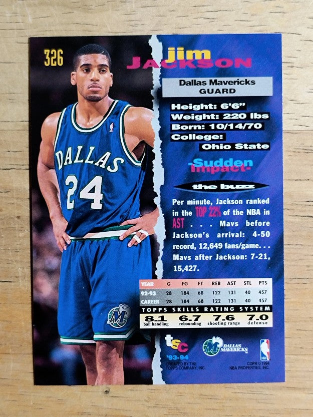 1993-94 Stadium Club #326 Jim Jackson