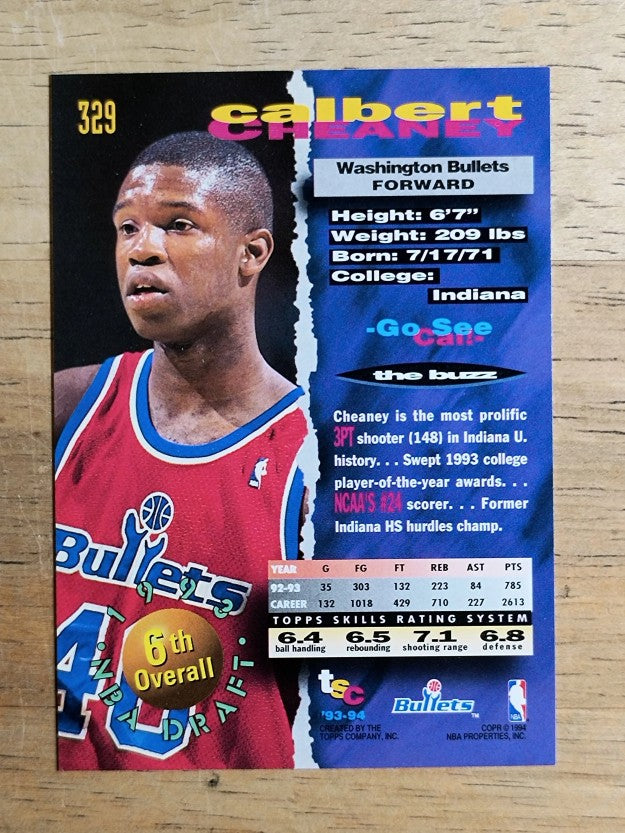 1993-94 Stadium Club #329 Calbert Cheaney
