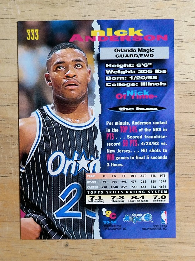 1993-94 Stadium Club #333 Nick Anderson