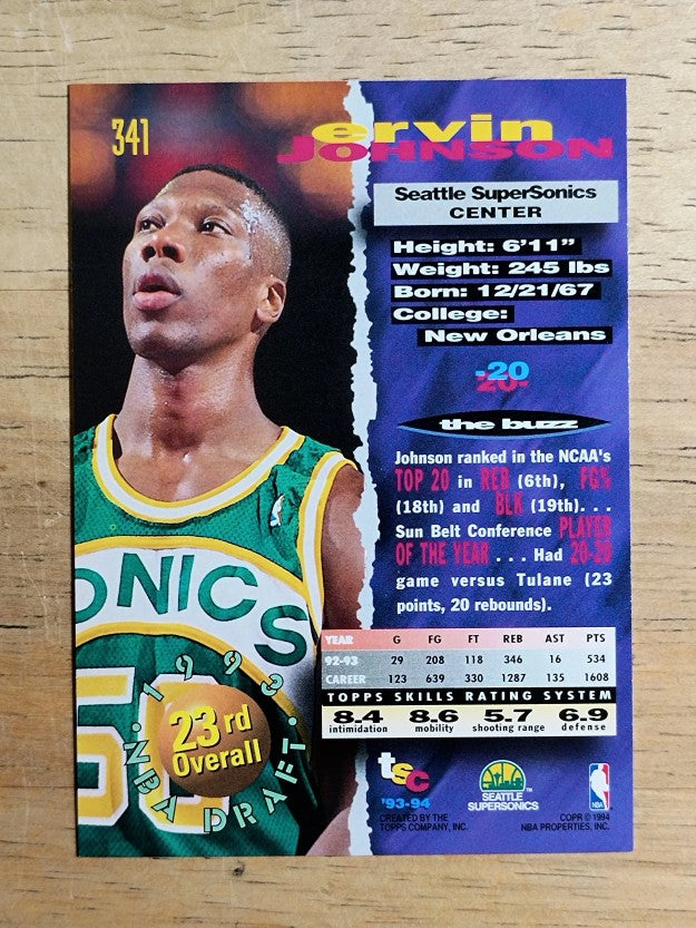 1993-94 Stadium Club #341 Ervin Johnson