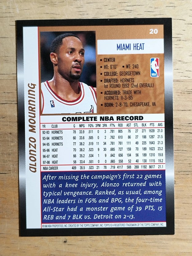 1998-99 Topps #20 Alonzo Mourning