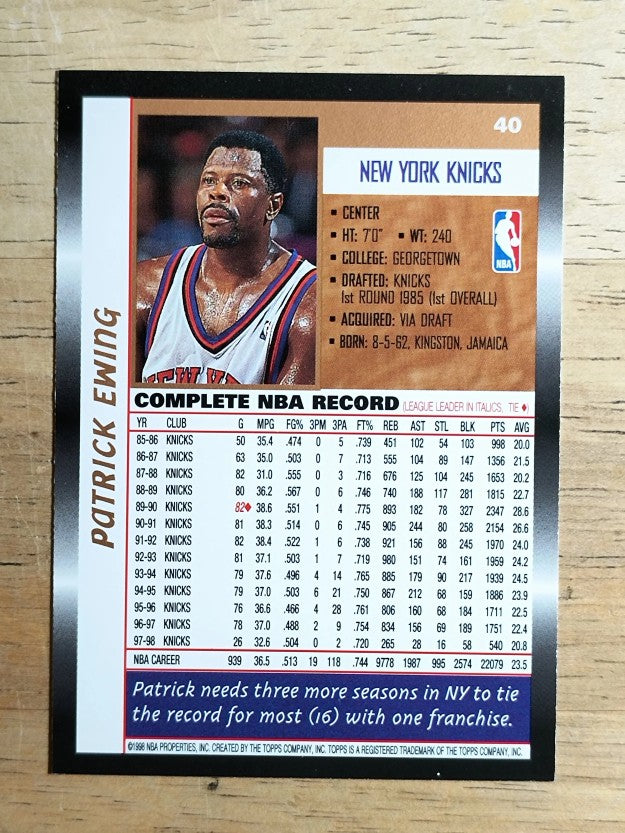 1998-99 Topps #40 Patrick Ewing