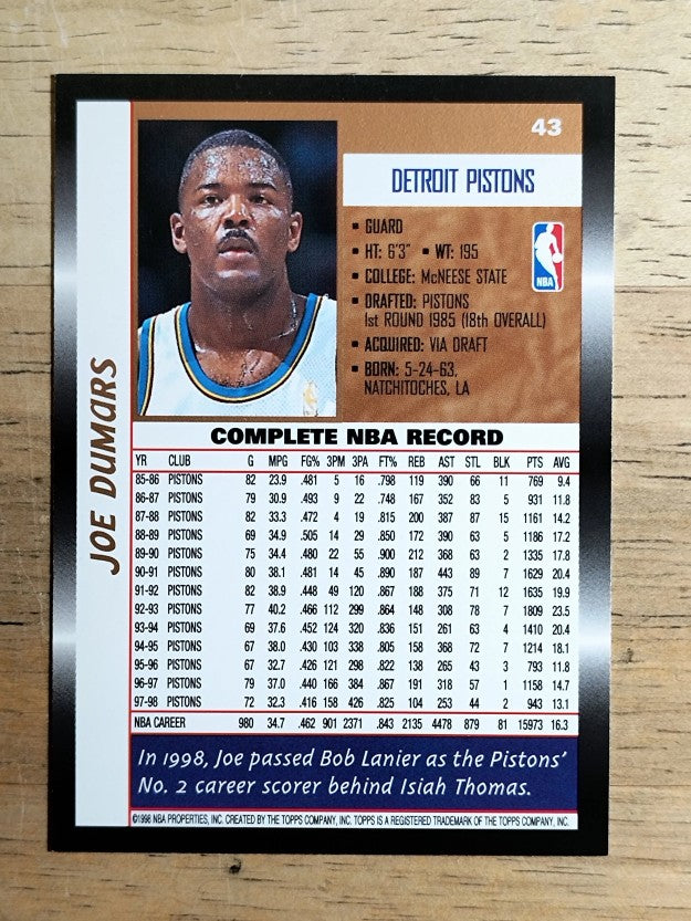 1998-99 Topps #43 Joe Dumars
