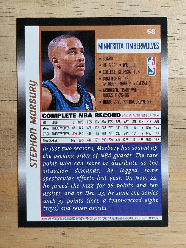 1998-99 Topps #58 Stephon Marbury