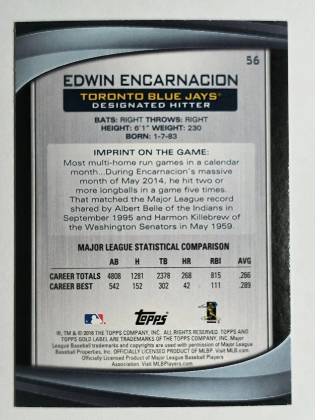 2016 Topps Gold Label Class 1 #56 Edwin Encarnacion
