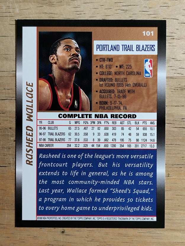 1998-99 Topps #101 Rasheed Wallace