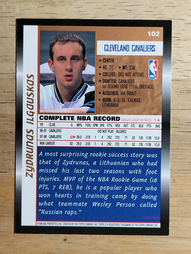 1998-99 Topps #102 Zydrunas Ilgauskas