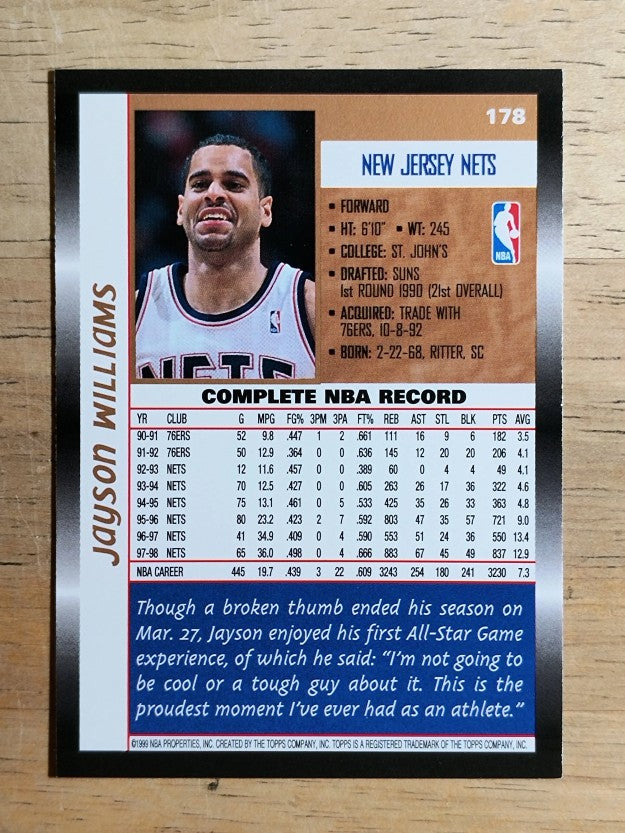 1998-99 Topps #178 Jayson Williams