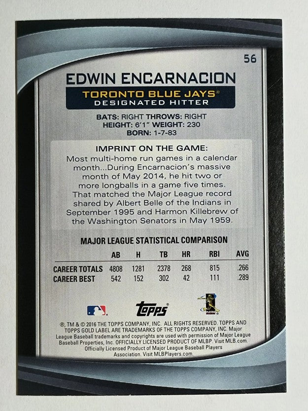 2016 Topps Gold Label Class 1 Blue #56 Edwin Encarnacion