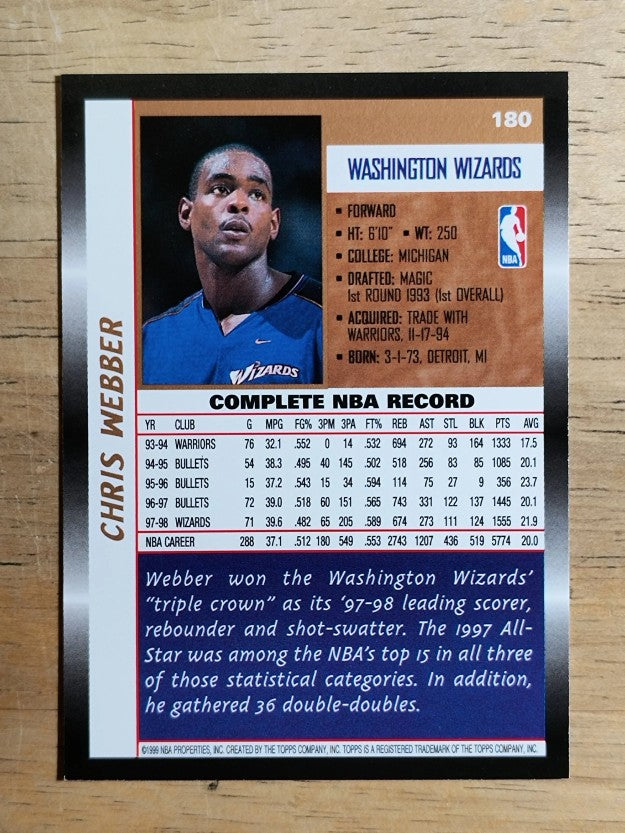 1998-99 Topps #180 Chris Webber