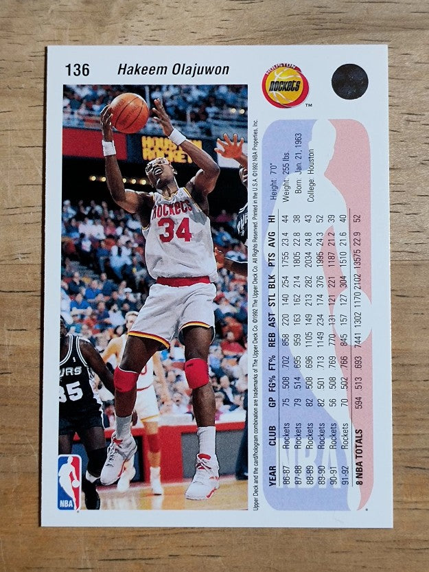 1992-93 Upper Deck #136 Hakeem Olajuwon