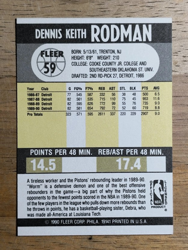 1990-91 Fleer #59 Dennis Rodman