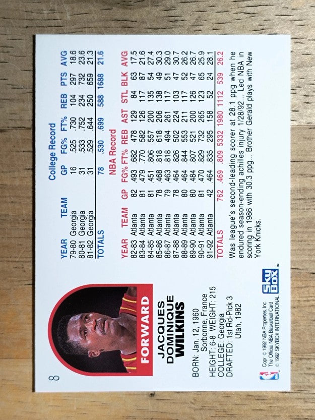 1992-93 Hoops #8 Dominique Wilkins