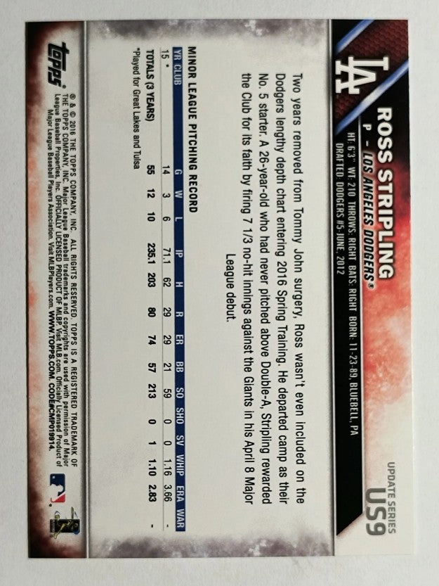 2016 Topps Update #US9 Ross Stripling RC