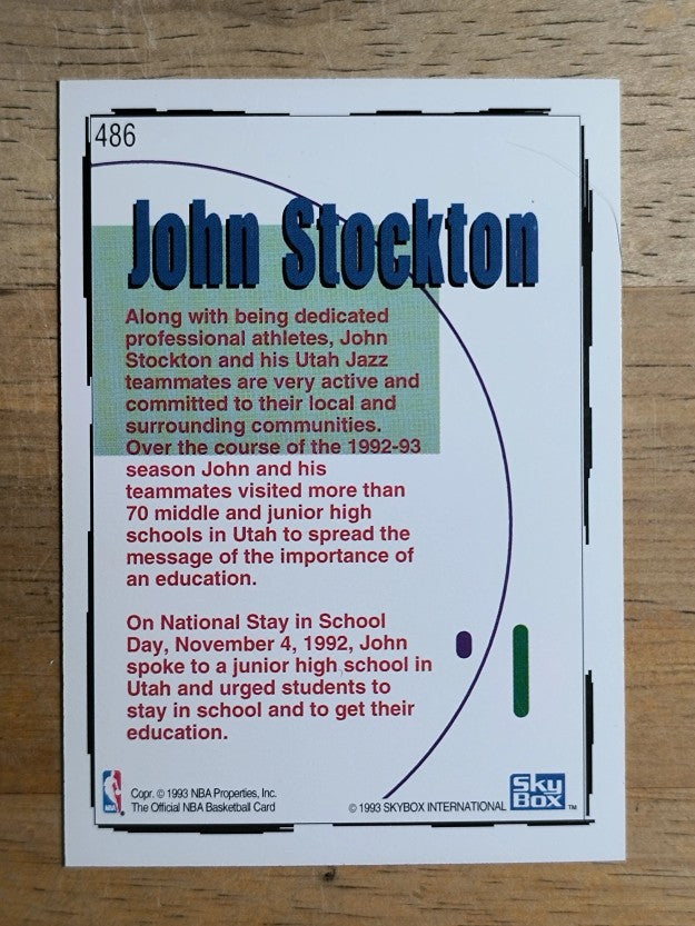 1992-93 Hoops #486 John Stockton STAY