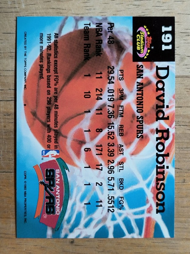 1992-93 Stadium Club #191 David Robinson MC