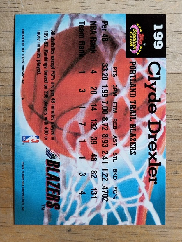 1992-93 Stadium Club #199 Clyde Drexler MC