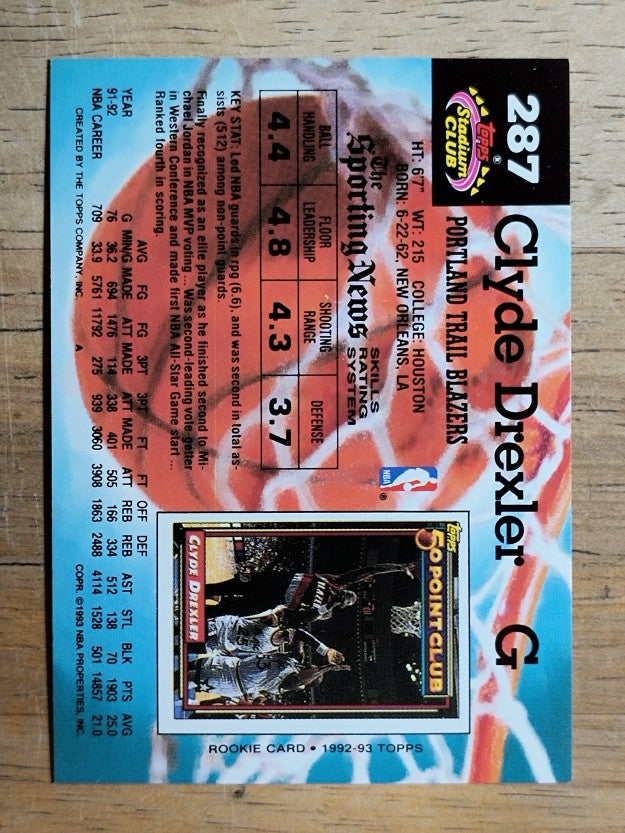 1992-93 Stadium Club #287 Clyde Drexler