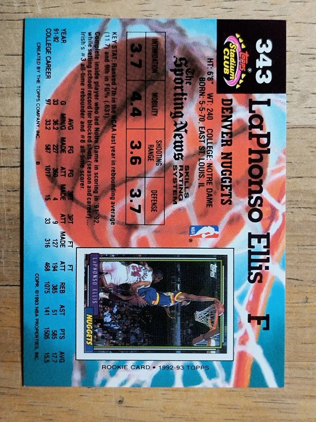 1992-93 Stadium Club #343 LaPhonso Ellis RC