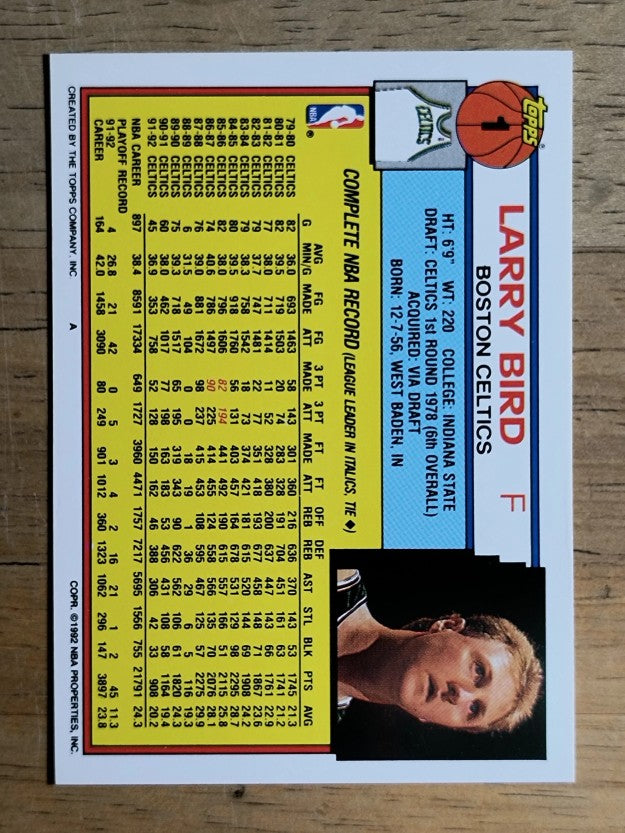1992-93 Topps #1 Larry Bird (NM)