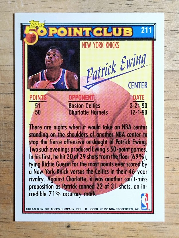 1992-93 Topps #211 Patrick Ewing 50P