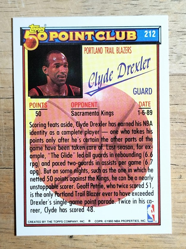 1992-93 Topps #212 Clyde Drexler 50P