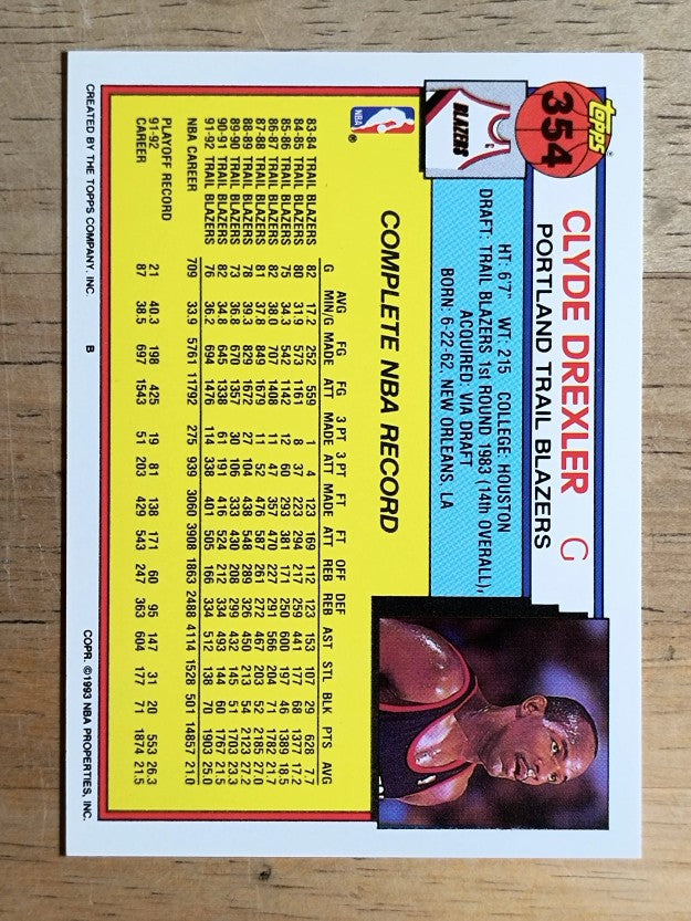 1992-93 Topps #354 Clyde Drexler