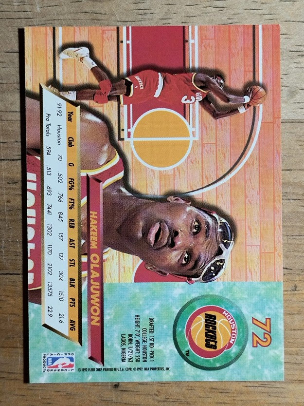 1992-93 Ultra #72 Hakeem Olajuwon