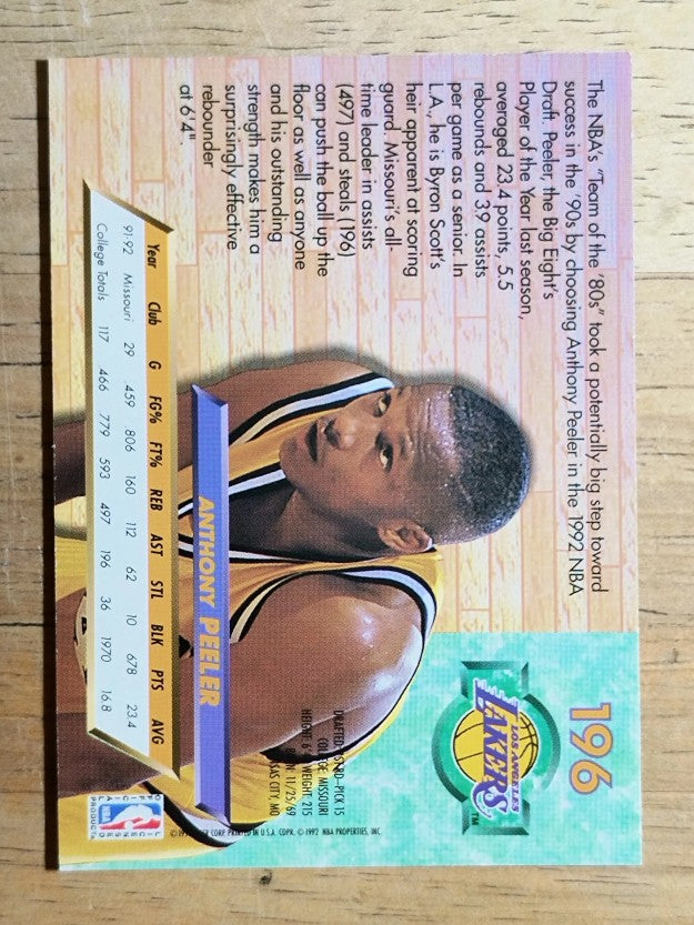 1992-93 Ultra #196 Anthony Peeler RC