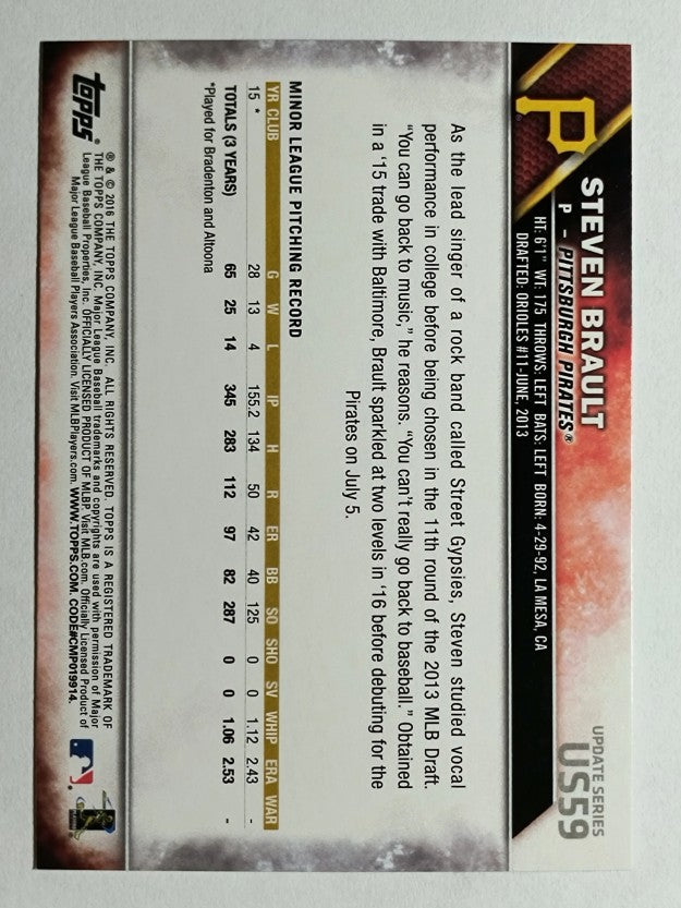 2016 Topps Update #US59 Steven Brault RC