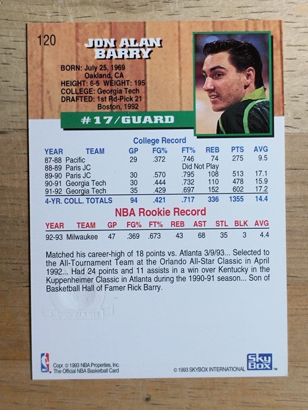 1993-94 Hoops Fifth Anniversary Gold #120 Jon Barry