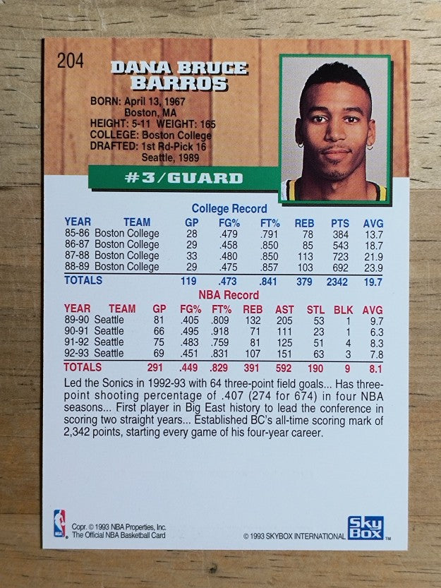 1993-94 Hoops Fifth Anniversary Gold #204 Dana Barros