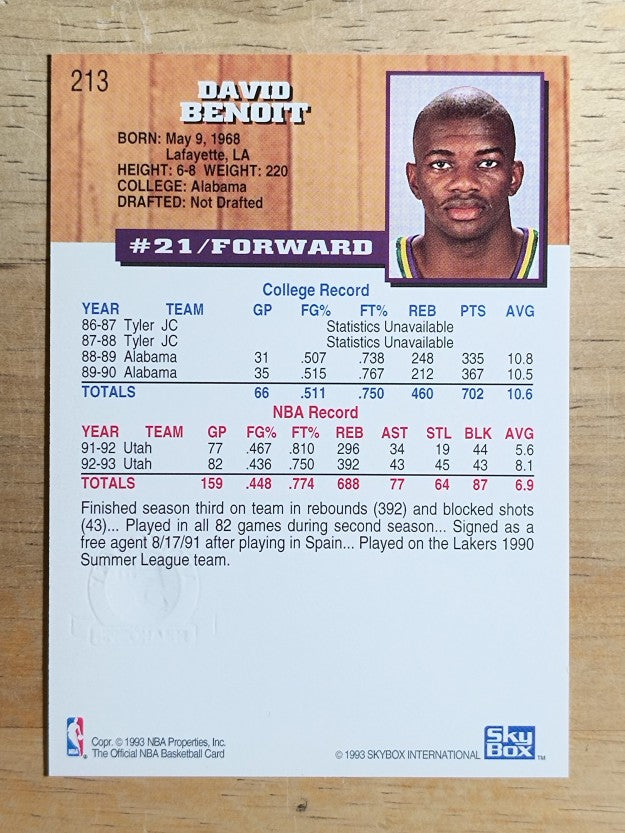 1993-94 Hoops Fifth Anniversary Gold #213 David Benoit