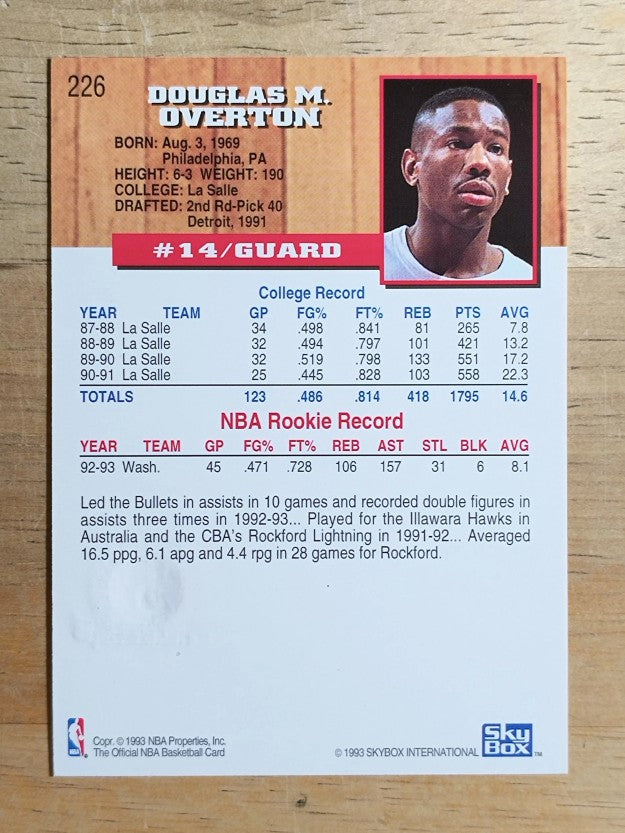 1993-94 Hoops Fifth Anniversary Gold #226 Doug Overton