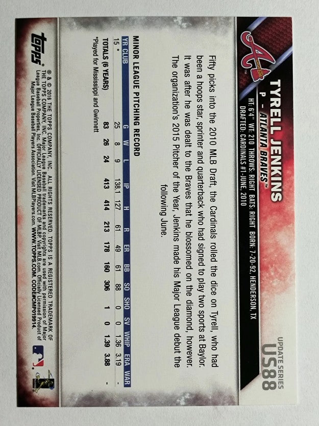 2016 Topps Update #US88 Tyrell Jenkins RC