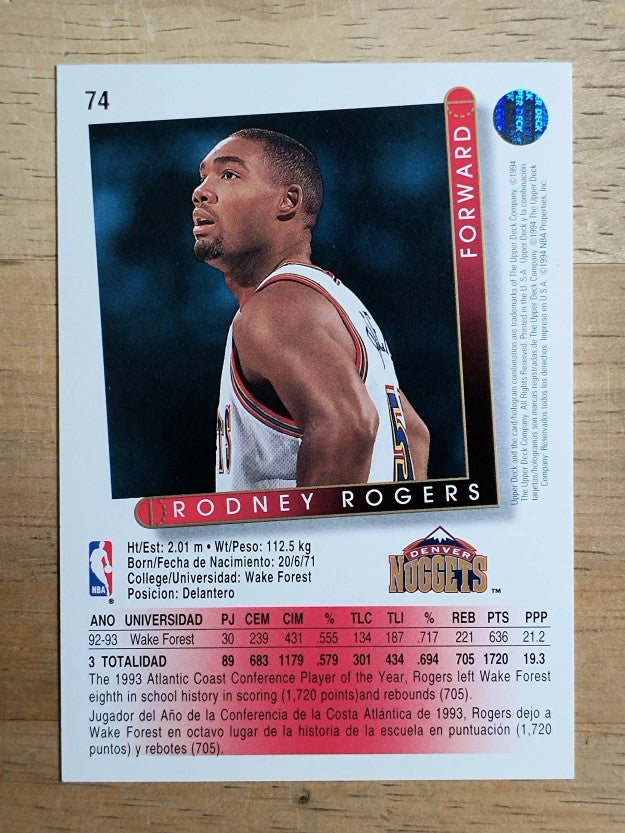 1993-94 Upper Deck International Spanish #74 Rodney Rogers