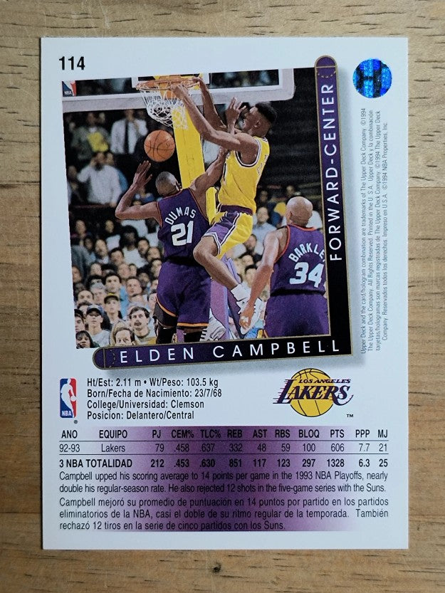 1993-94 Upper Deck International Spanish #114 Elden Campbell