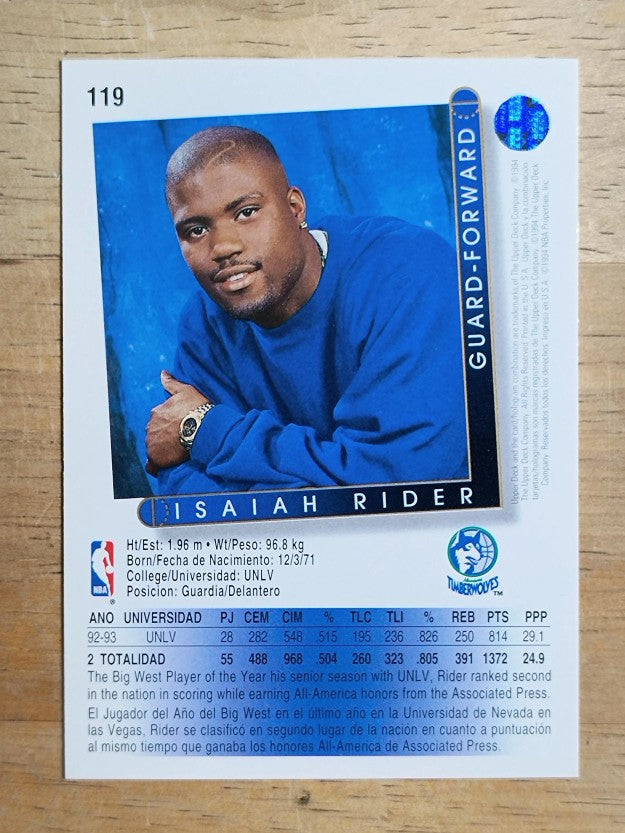 1993-94 Upper Deck International Spanish #119 Isaiah Rider