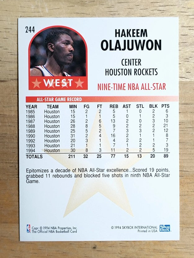 1994-95 Hoops #244 Hakeem Olajuwon AS